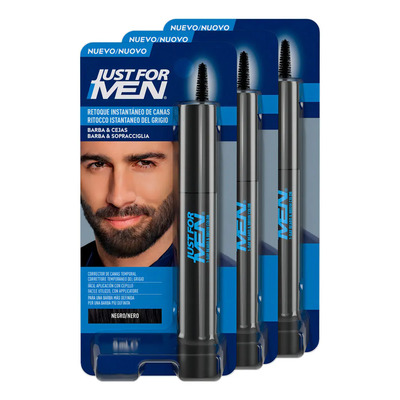 Retoque Temporal Just For Men Para Canas Barba Negro 3pack | Meses sin interés