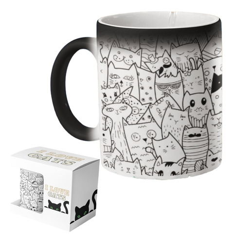 Taza Mágica De Gatos Cat+caja De Regalo Gatitos I Love Gato