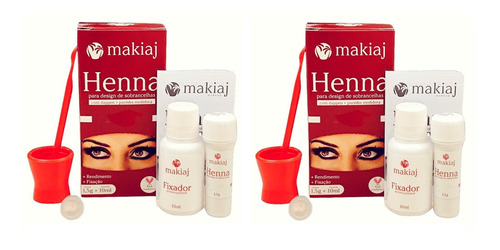 Kit 2 Unidades Henna Sobrancelha Makiaj Makeup Rena Fixação