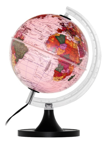 Globo Terrestre Político Rosa 21cm Diâmetro Bivolt Led