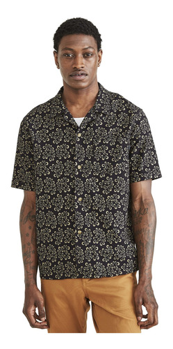 Camisa Hombre Seasonal Camp Collar Regular Fit Negro Dockers