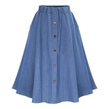 Women's Loose Jeans Skirt With Elastic Waist. .