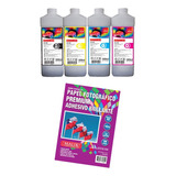 Papel Adhesivo 135gm 100 Hojas + 4 Litros Para Hp St 519