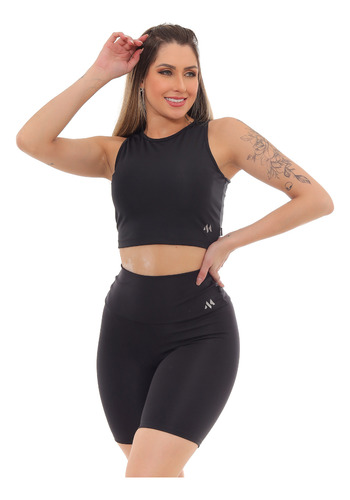 Conjunto Bermuda Feminino Academia Blackout