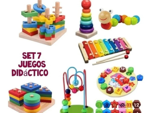 Juguetes Didácticos De Madera Para Niños Cognitivos Pack 8