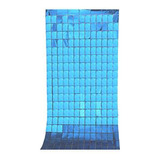Cortina Azul Claro Metalizada Quadrada Metálica Painel
