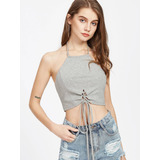 Croptop Gris Halter Amarra Shein