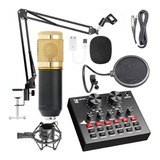 Microfone Condensador + Interface De Áudio Kit Live Podcast
