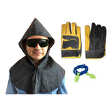 1 Gafas Corte + Capucha Mezclilla + Guantes Piel + Tapón Aud