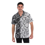 Camisa De Vestir Para Hombre Estampada Manga Corta