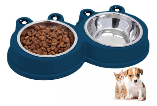 Comedero Tazon Plato Alimentacion Doble Mascota Perros Gatos