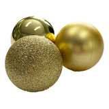 Bola Mista Enfeite Natal 6cm Dourada Com 9 Unidades Magizi Cor Dourado