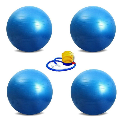 Kit 4 Bolas De Pilates Suiça 75cm Rosa Com 4 Bombas Fitball