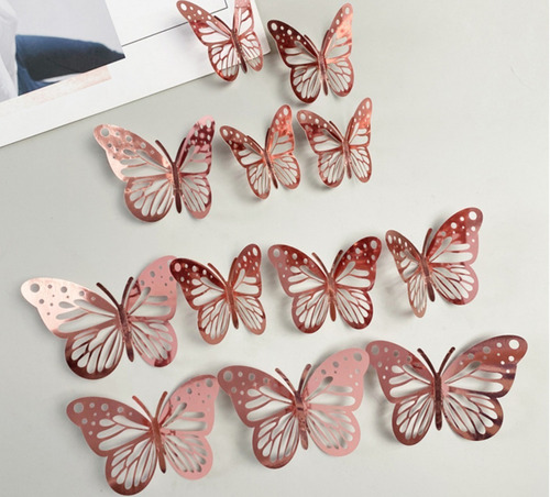 12 Mariposas 3d Para Decorar Paredes, Varios Colores