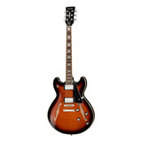 Guitarra Eléctrica Harley Benton Vintage Series Hb-35plus Semi Hollow De Arce Vintage Burst Brillante Con Diapasón De Granadillo Brasileño