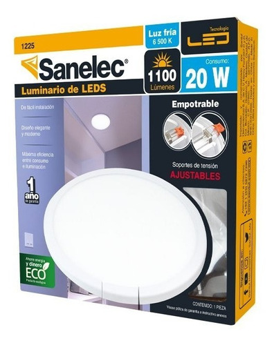 Luminario Led Circular Ajustable Luz Fría 20w Sanelec 1225