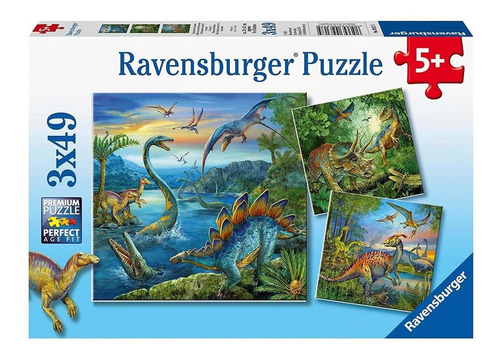 3 Rompecabezas Dinosaurios 49 Pz Ravensburger Cuello Largo