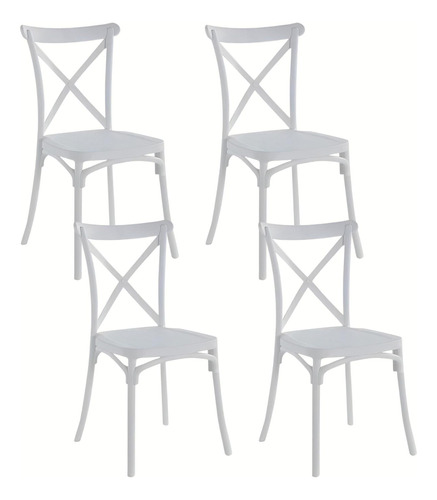 Pack 4 Sillas De Terraza O Comedor Crossback Danubio - Blanc