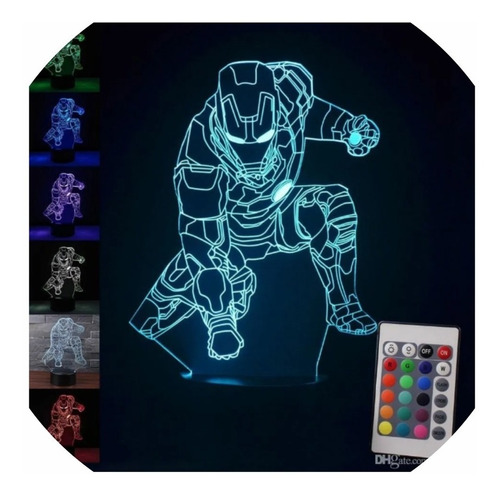 Ironman Lámpara Led Multicolor Personaliza+ Control Regalos