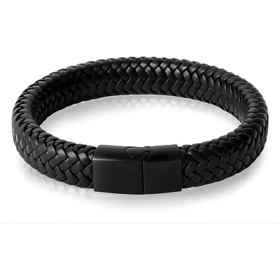 Pulsera Trenzada Cierre Magnetico Iman Hombre Mujer Color Trenzada-negra Largo 20 Cm Negro