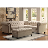 Sillon Chesterfield Esquinero Premiun Chenille + Puff Regalo