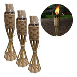 3 Tocha De Bambu Iluminação Decoração Luau Decoração Jardim