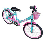 Bicicleta Playera Infantil Danger Paseo Lady Flowers R20 1v Frenos V-brake Color Verde/rosa Con Pie De Apoyo  