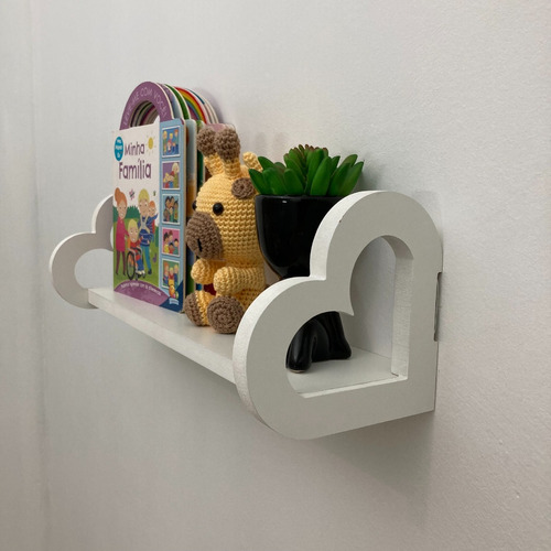 2 Prateleiras 45cm Decorativa Coração Quarto Infantil Color