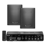 Kit Som Ambiente Frahm Slim 2000 Bt + 02 Caixa Acustica 30w Cor Preto 110/220