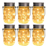 Hanging Solar Mason Jar Lights, 6 Pack 30 Led String Fairy