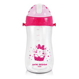 Garrafa Squeeze Infantil Escolar Com Canudo E Alça 460 Ml Cor Pink/gatinha