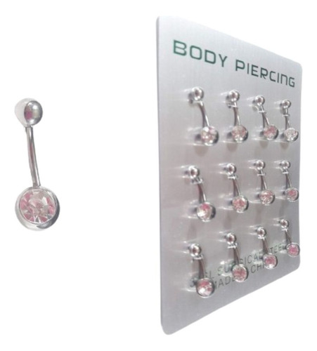 Kit 12 Unidades Piercing Umbigo Strass Aço 316l  Atacado