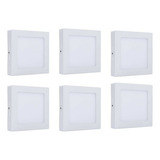 Pack 6 Plafon Foco Led Sobrepuesto Cuadrado 18w