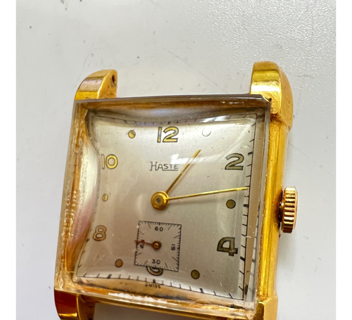 Reloj Haste Rectangular Mecanico 21 Joyas Acero Pvd Vintage