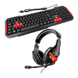 Kit Gamer Teclado Usb + Fone Gamer Warrior Multilaser Cor De Teclado Preto Idioma Português Brasil