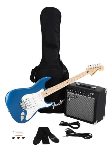 Kit Fender Squier Affinity Strat Hss Lake P.b./bag/amp Fm15g