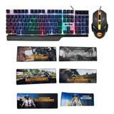 Combo Gamer Teclado + Mouse Optico Con Luces Usb + Pad Mouse