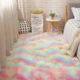 Tapete Alfombra Decorativa Peludo 1.98x1.50-esquimal Rainbow