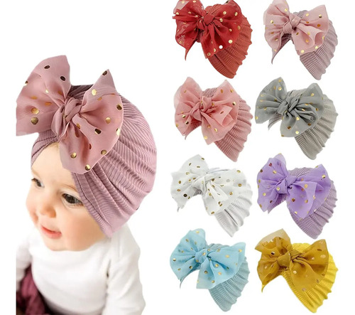 Turbante Para Bebe Moño, Recien Nacida, Niña, Gorritos, 8pzs