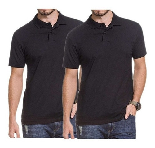 Kit 2 Camisetas Polo Piquet Masculina Básica Uniforme Lisa 