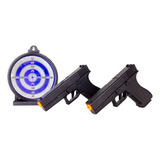 Kit Airsoft 2 Pistola Glock 17 V307 Mola 6mm + Alvo Em Gel