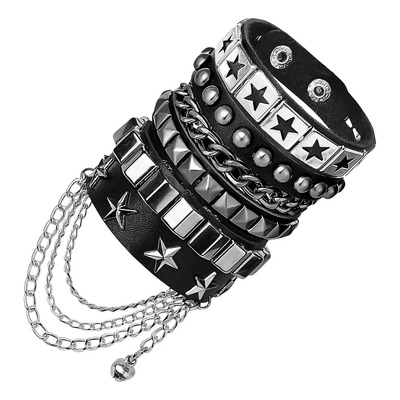 # Brazalete De Cuero Con Forma De Estrella Gótica Rock + | Envío gratis