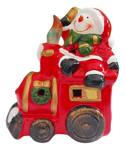 Decoração Natal Mini Luminária Trem Boneco De Neve