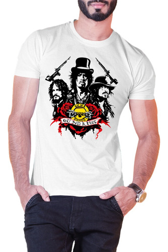 Playera Banda Rock Guns And Roses Música Metal Pistola Rosas