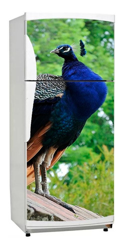 Vinilo Para Heladera Pavo Real Animal Natural Color Pluma M8