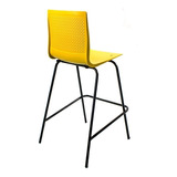 Banqueta Alta Taburete Desayunador Barra Isla Caño Negro Modelo Anana Asiento Plastico Flexible Super Resistente Color Amarillo