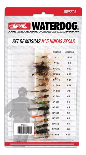 Kit 15 Moscas Waterdog Fly Cast Dry Secas Ninfas Premium