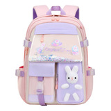 Mochila Escolar Niña Kawaii Para Primaria Segundaria De Gran Capacidad Mochila Color Rosado