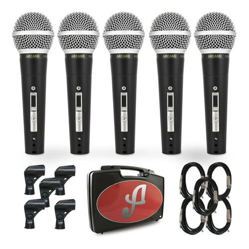 Kit 5 Microfones Arcano Renius-8 Kit Com Fio Xlr-p10