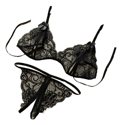 Conjunto De Lencería Sexy Con Entrepierna Abierta